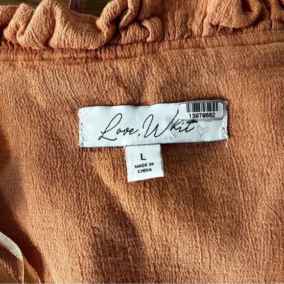 Love, Whit by Whitney Port button front Peasant top orange - L - Picture 11 of 12